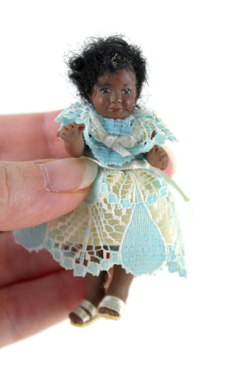 Artisan-Made Vintage 1:12 Dollhouse Porcelain Bisque Black Girl Figuri   The Mustard Dandelion