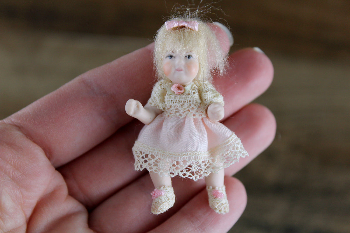 Baby Doll Porcelain Miniature Dolls Artisan-Made Vintage 1:12