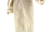Artisan-Made Vintage 1:12 Dollhouse Porcelain Bisque Edwardian Woman Figurine in Beige Lace Dress
