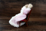 Artisan-Made Vintage 1:12 Dollhouse Porcelain Bisque Seated Woman Figurine in Pink Bathrobe