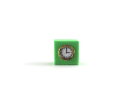 Vintage 1:12 Miniature Dollhouse Square Green Clock