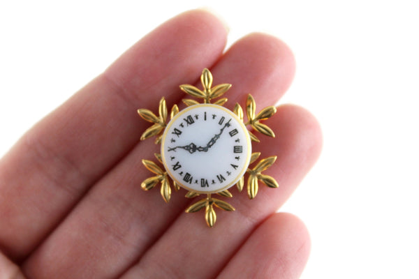 Vintage 1:12 Miniature Dollhouse Gold Snowflake-Shaped Wall Clock