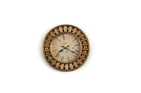 Vintage 1:12 Miniature Dollhouse Round Gold Metal Wall Clock