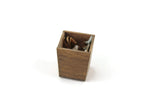 Vintage 1:12 Miniature Dollhouse Wooden Trash Can Wastebasket with Garbage