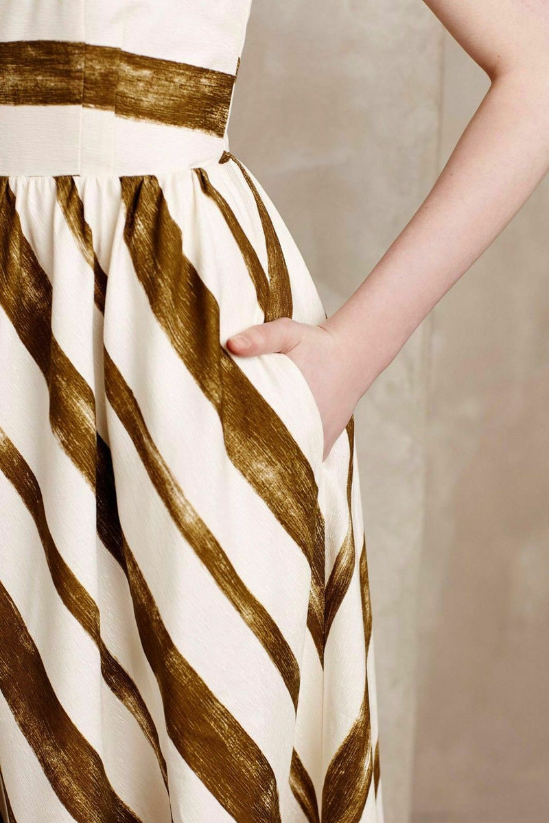 New Anthropologie Gold & Beige Midi 