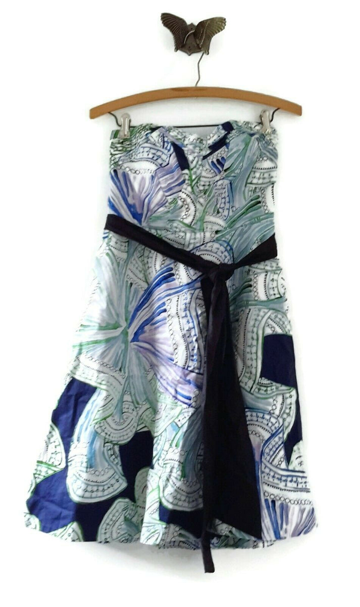 anthropologie blue embroidered dress New Anthropologie Blue & Green Print 