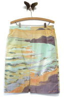 New Rare Anthropologie Watercolor "Terrain Pencil Skirt" by Kevin O'Brien, Size 10, Originally $148