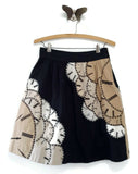 Anthropologie Black Clock Print "Lost Time Skirt" by Floreat, Size 4, Originally $118