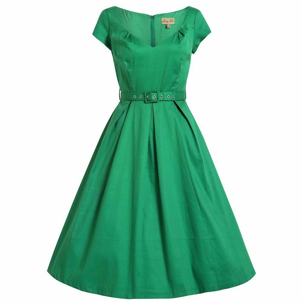 New Lindy Bop Retro Style Liberty Swing Dress in Emerald Green, Size U –  The Mustard Dandelion