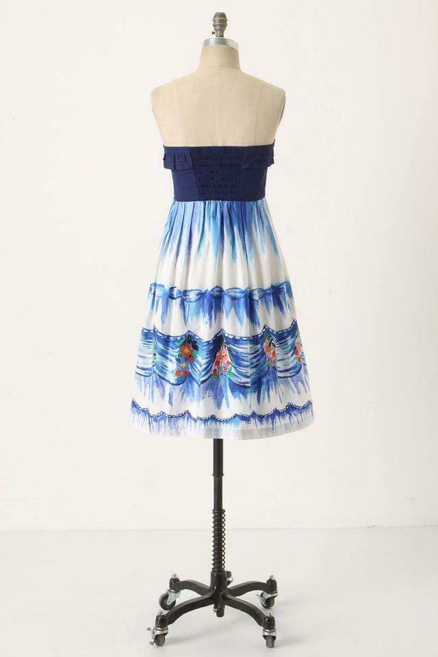 New Anthropologie Blue Curtain Print 