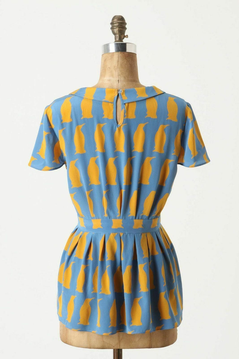 blue and yellow blouse