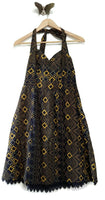 New Anthropologie Navy Blue & Yellow Geometric "Rhythmic Repetition Dress" by Edme & Esyllte, Size 8, Originally $158