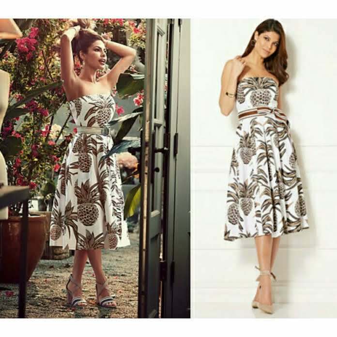 New NY&Co Eva Mendes White Pineapple Print Del Mar Strapless Dress, – The  Mustard Dandelion