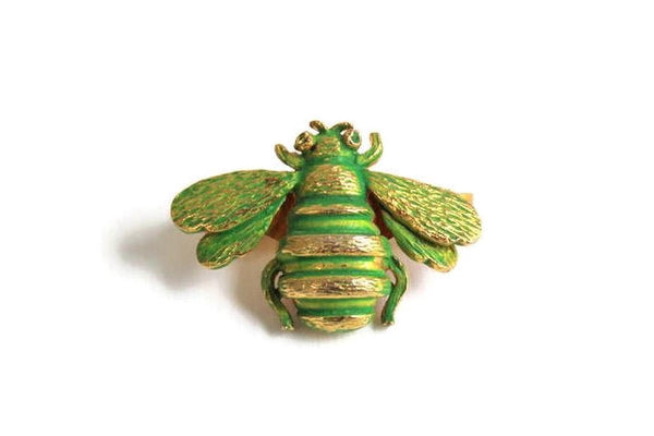 Vintage Green & Gold Bee Scarf Clip or Shawl Clip