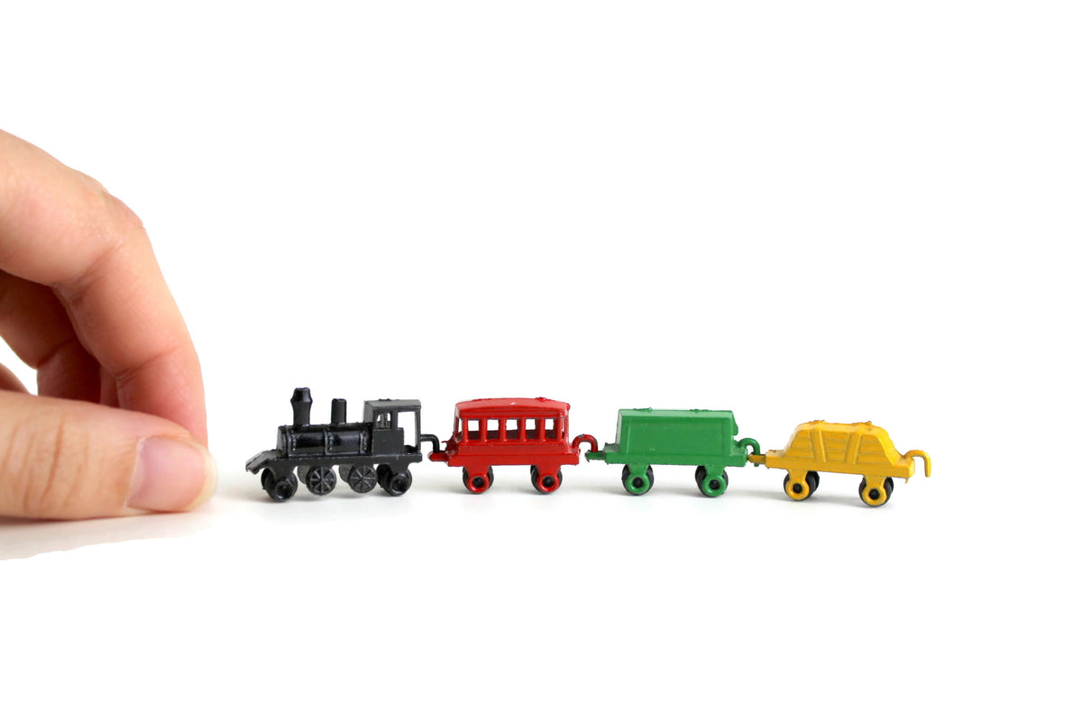 Vintage 112 Miniature Dollhouse Metal Toy Train Set The Mustard