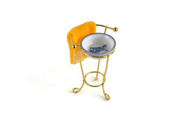 Vintage 1:6 Miniature Dollhouse Brass Wash Stand Set