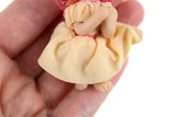 Vintage 1:12 Miniature Dollhouse Clay Baby Doll Figurine in Handmade Dress & Bonnet