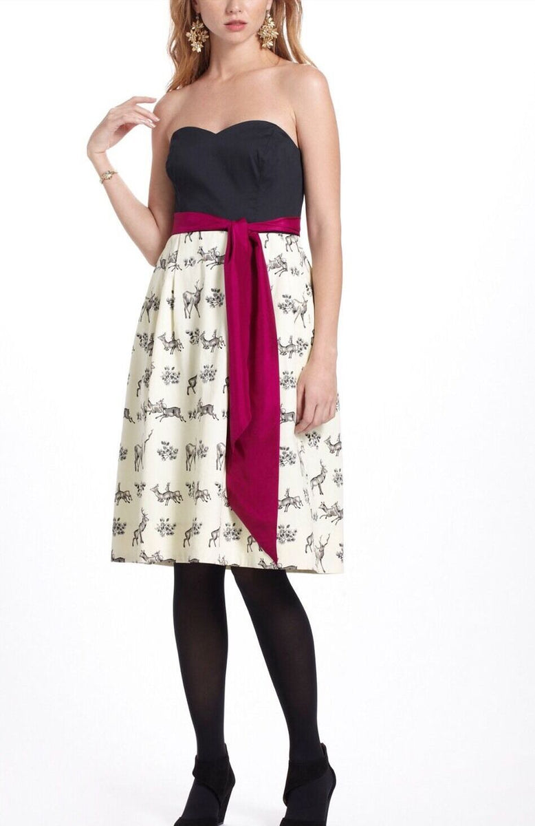 Anthropologie Black & Cream Deer Print 
