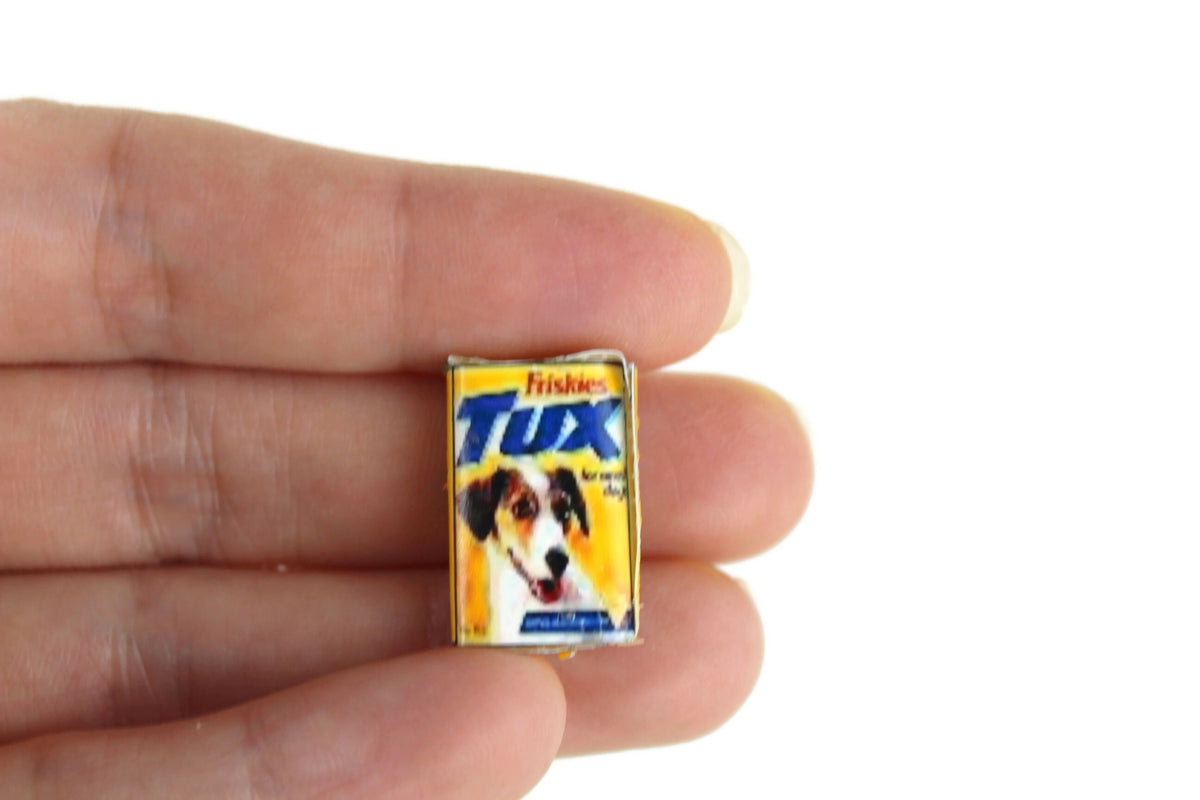 Vintage 112 Miniature Dollhouse Friskies Tux Dog Food Box The