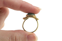 Vintage Adjustable Gold Ring with Green Stone Eye-Shaped Center