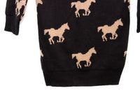 Vintage Black & Tan Long Sleeve Horse Print Sweater
