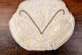 Vintage White Beaded & Sequin Evening or Bridal Purse