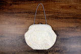 Vintage White Beaded & Sequin Evening or Bridal Purse