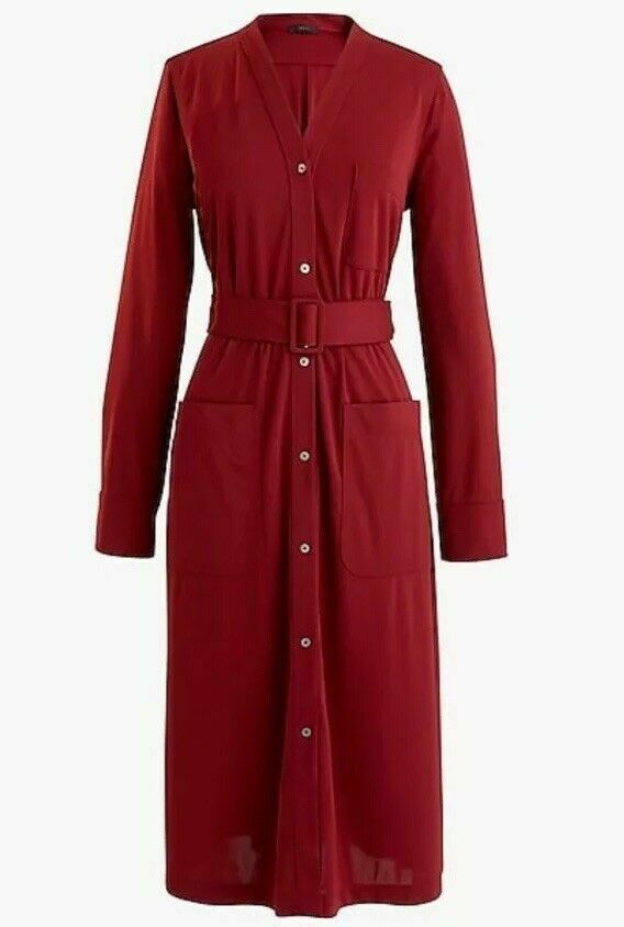 New J Crew Long Sleeve Belted Knit Dress in Burgundy, Size XS, Origina   The Mustard Dandelion