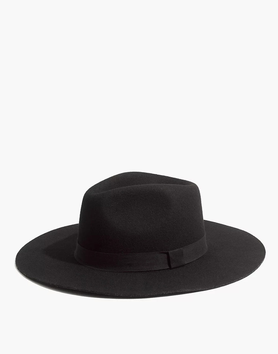 New Madewell & Biltmore Montana Felt Hat in True Black, Size 