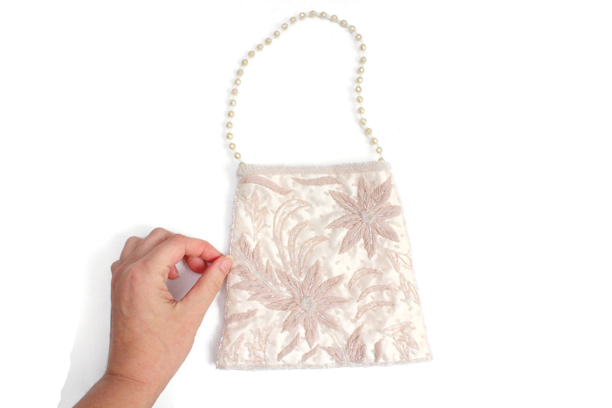 Vintage Pale Pink Beaded & Sequin Evening Bag or Purse – The