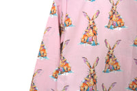 New Pink Rabbit Print Long Sleeve Top & Matching Pant Pajamas by Their Nibs, Size S