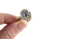 Vintage Silver & Purple Rhinestone Ring, Size 7.5