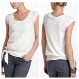 New Anthropologie Cream Lace Knotted "Riley Tee" by Vanessa Virginia, Size L, Originally $68