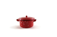Set of 4 Vintage 1:12 Miniature Dollhouse Red Spatterware Cookware