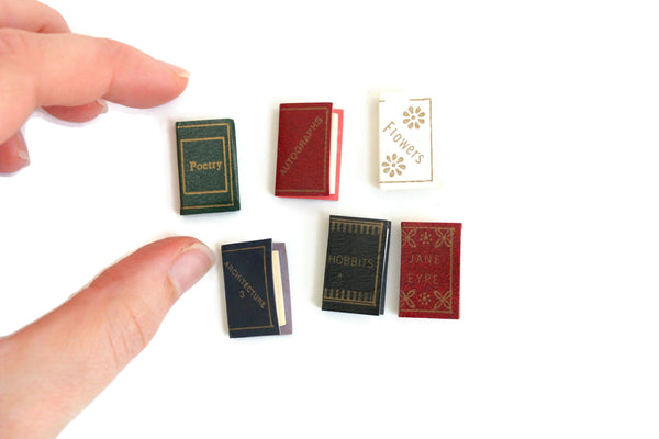 Vintage 1:12 Miniature Dollhouse Set of 6 Assorted Books & Novels