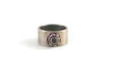 Vintage Silver Plate Solid Band Ring with Round Pink Rhinestones, Size 5.5