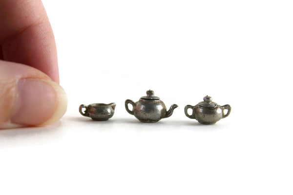 Vintage 1:24 Miniature Dollhouse Silver Tea Set