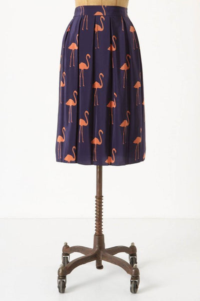 Anthropologie Rare "Stilt Striders Skirt" by Charlotte Taylor, Flamingo Print, Size 6, Originally $158