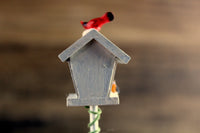 Vintage 1:12 Miniature Dollhouse White Birdhouse or Bird Feeder with Birds