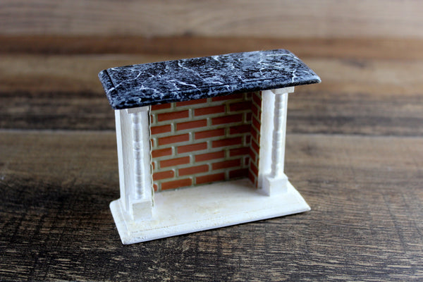 Vintage 1:12 Miniature Dollhouse White Wooden Fireplace