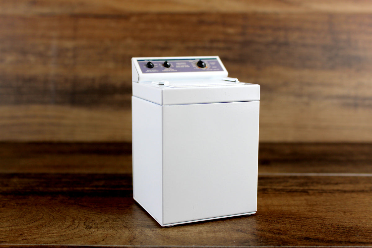 Vintage 1:12 Miniature Dollhouse White Metal Top-Loading Washing Machi