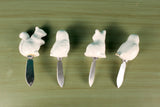 New Set of 4 Anthropologie White Porcelain Animal Cheese Knives