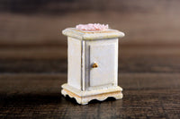 Vintage 1:12 Miniature Dollhouse White Wooden End Table, Side Table or Nightstand