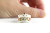 Vintage 1:12 Miniature Dollhouse White & Pink Floral Porcelain Saucepot