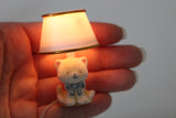 Vintage 1:12 Miniature Dollhouse Working 12V Plug-In Yellow Cat Table Lamp