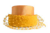 Vintage Mustard Yellow Velvet & Satin Hat with Dotted Veil