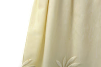 Vintage Beige, Yellow & Green Maxi Dress with Embroidered Daisy Appliques
