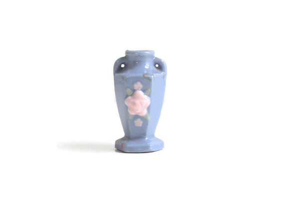 Vintage 1:12 Miniature Dollhouse Blue & Pink Floral Pattern Vase