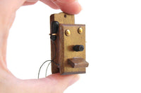 Vintage 1:12 Miniature Dollhouse Wooden Wall-Mounted Telephone