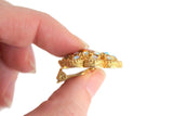 Vintage Gold & Iridescent Rhinestone Clip-On Earrings